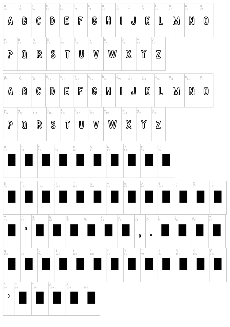 White Wood Hollow font map